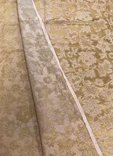 Vintage Dark Gold Damask Curtain/ Fabric  #F551