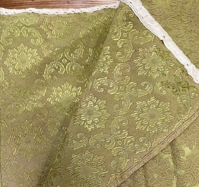 Vintage Green Damask Curtain/ Fabric #F551 – Fossil Vintage Australia