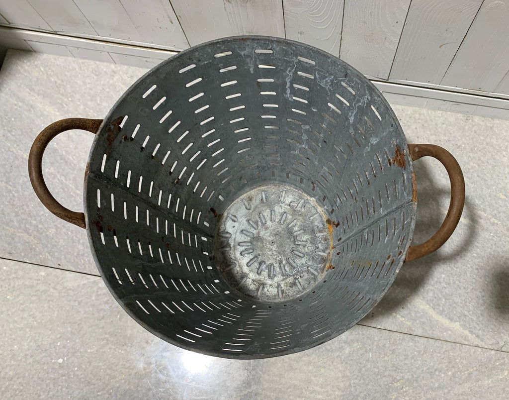 Turkish Galvanised Olive Picking Basket 4893 Fossil Vintage Australia