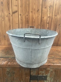 Vintage  European Galvanized Wash Tub #5463