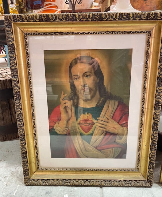 Vintage Romanian Religious Wall Picture Painting /Print #6993