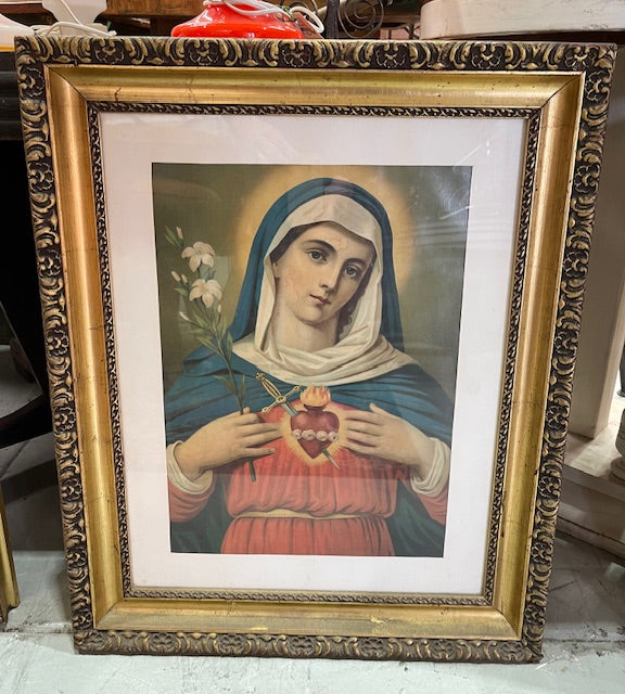 Vintage Romanian Religious Wall Picture Painting /Print #6994