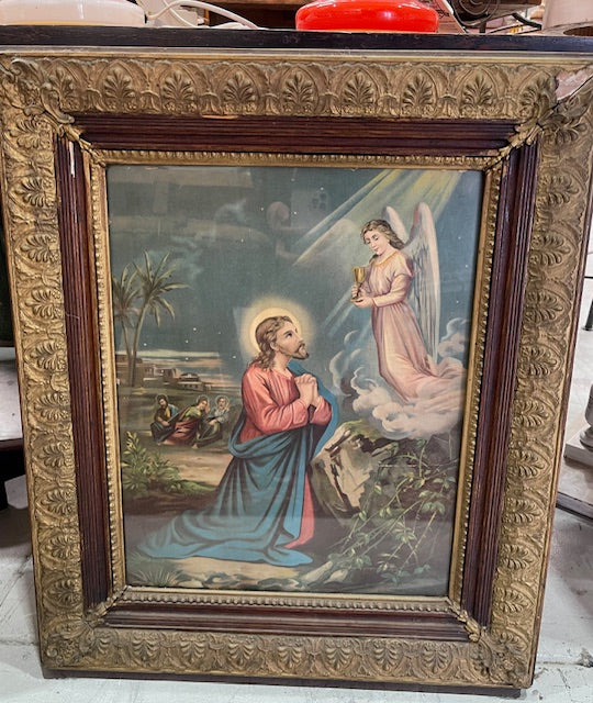 Vintage Romanian Religious Wall Picture Painting /Print #6996