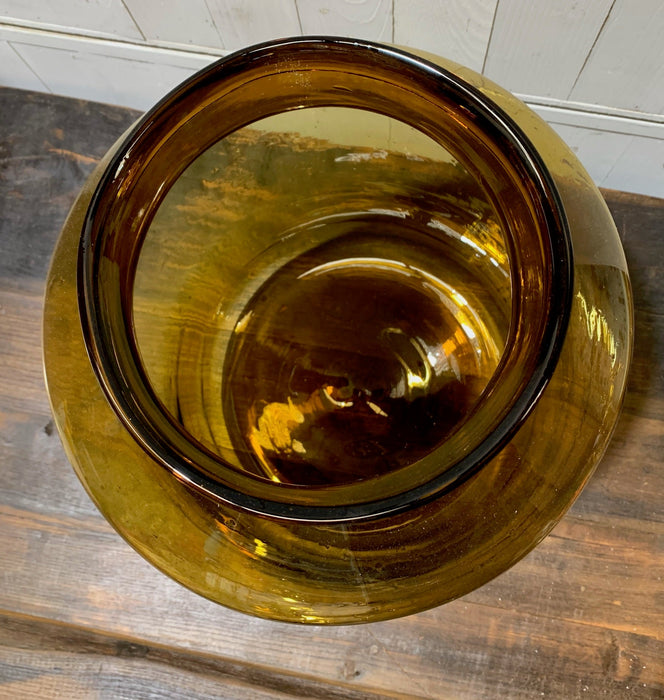 Vintage Romanian Amber Glass Vase  #5685  Byron