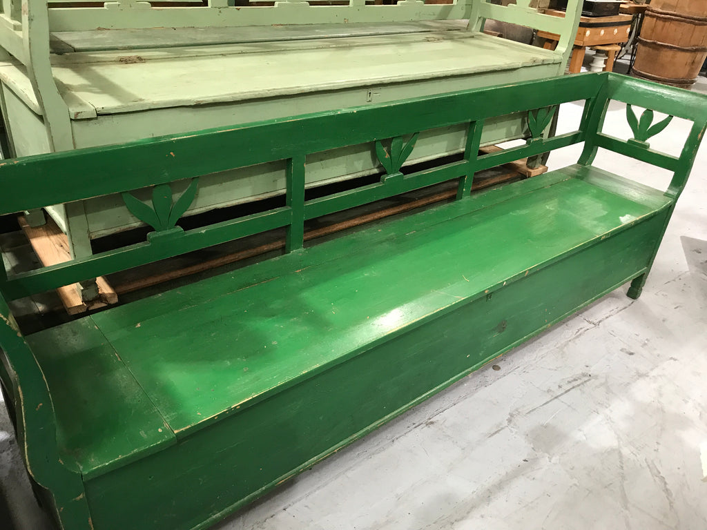 Vintage European wooden kitchen box bench seat 2.5 mt 2412. Fossil