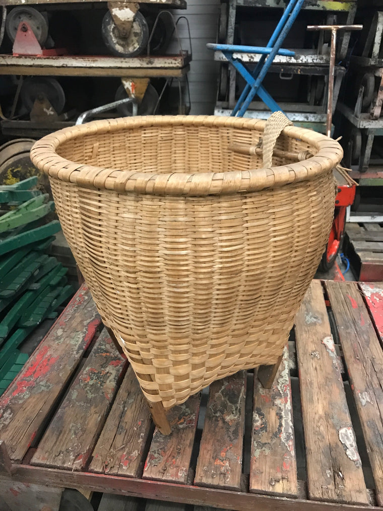 Vintage French cane willow grape picking basket  #2460 Byron