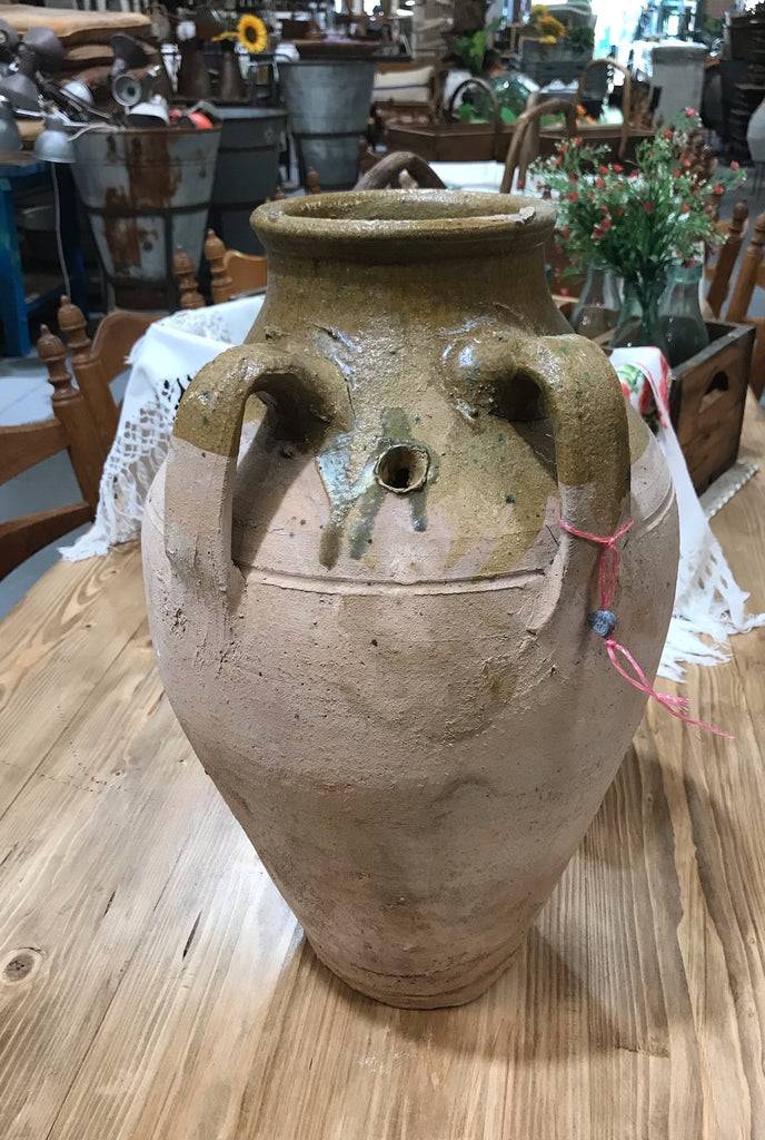 Vintage Turkish Terracotta Glazed Pot #3294 – Fossil Vintage Australia