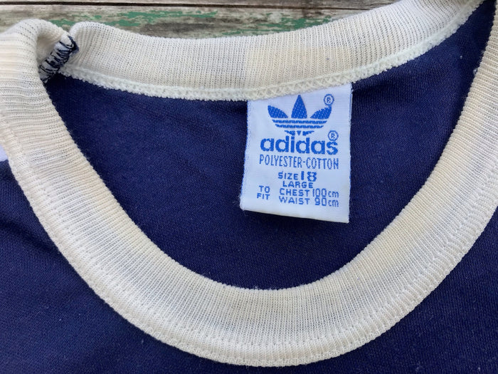 Vintage 1970s  Adidas Ringer T-Shirt   #C288  FREE AUS POSTAGE