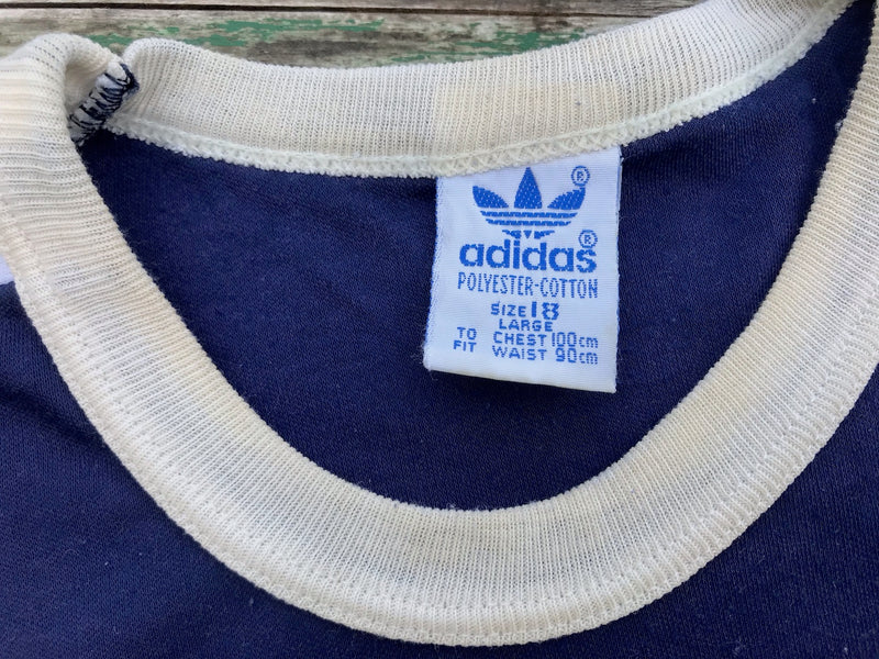 Vintage 1970s  Adidas Ringer T-Shirt   #C288  FREE AUS POSTAGE