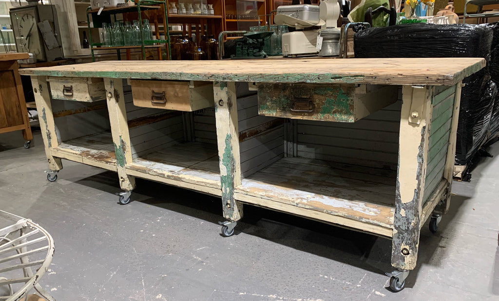Vintage European Workbench / Kitchen Island #4504 – Fossil Vintage ...