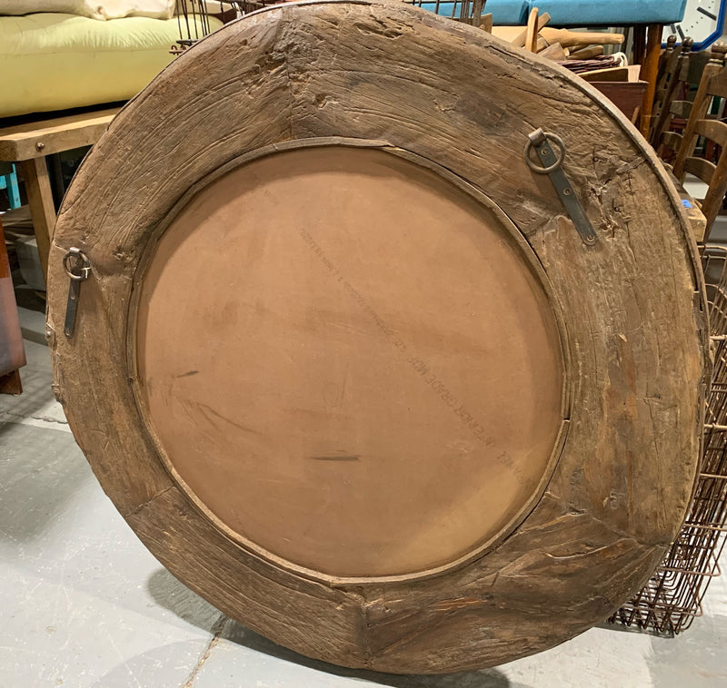 Vintage  Wooden Wagon Wheel Mirror #4531