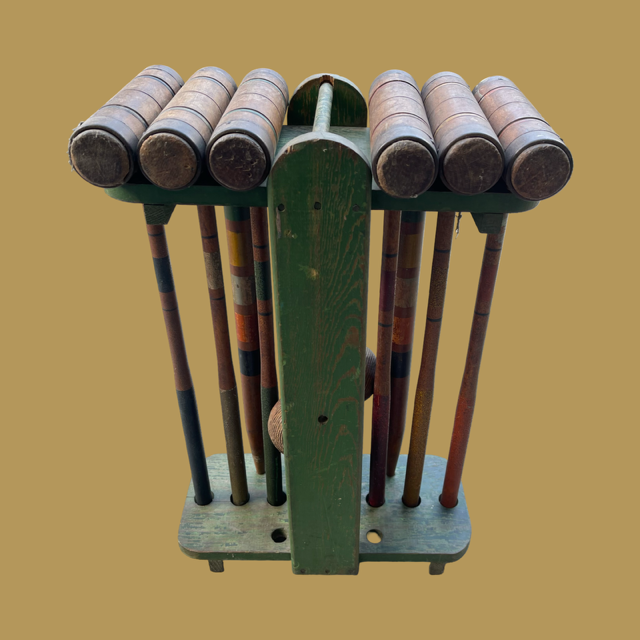 Vintage European Wooden Croquet Set #7085