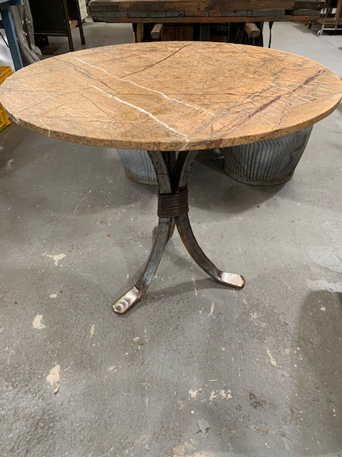 Round  Marble Top  and Iron Base  Table #5515 Byron