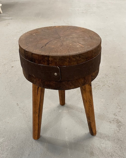 Vintage European Wooden Block Stool #6348 – Fossil Vintage Australia