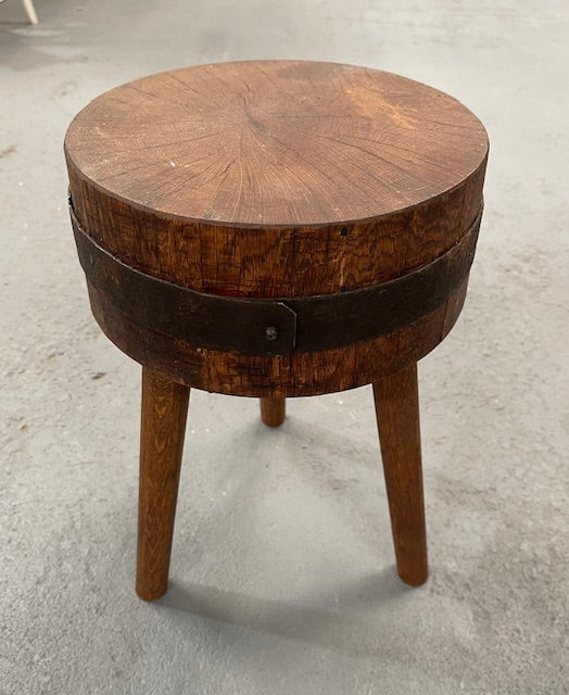 Vintage  European Wooden Block Stool #6349