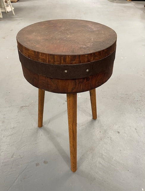 Vintage  European Wooden Block Stool  / Side Table #6352