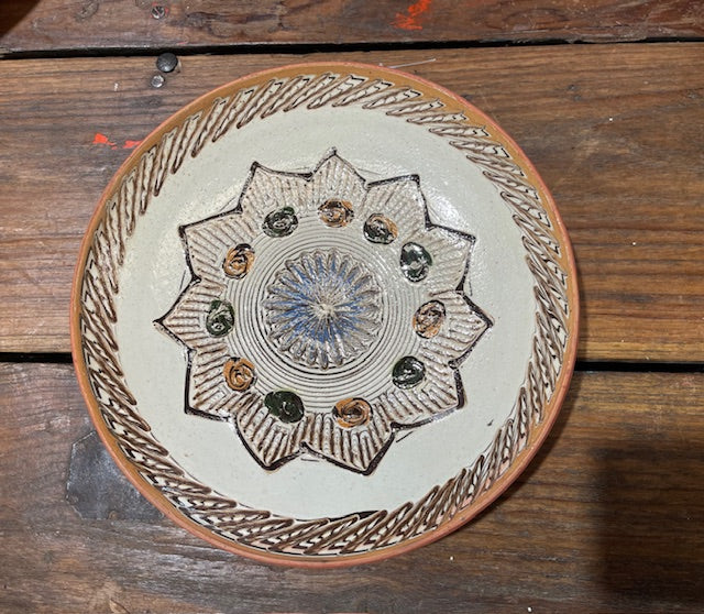 Vintage Romanian  Glazed Ceramic Plate  #6384
