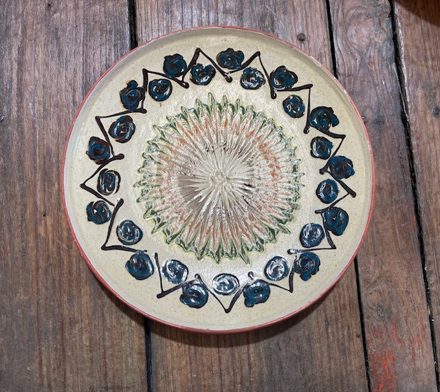 Vintage Romanian  Glazed Ceramic Plate  #6385