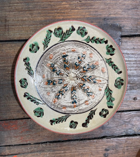 Vintage Romanian  Glazed Ceramic Plate  #6389