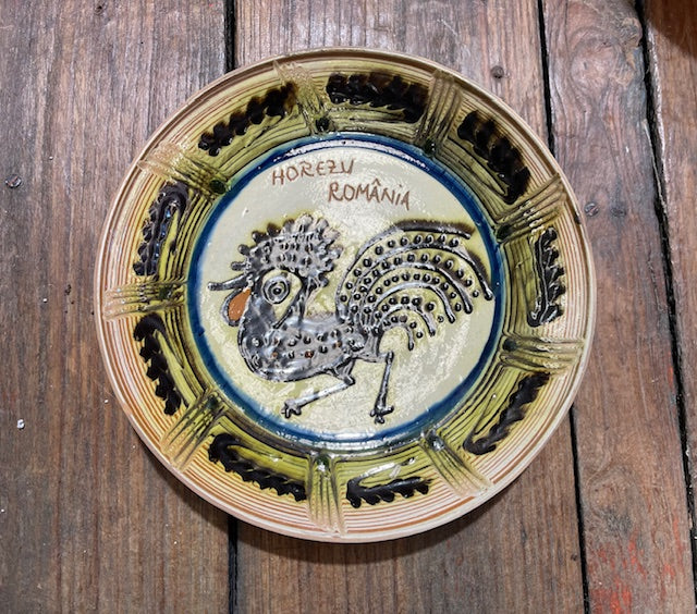 Vintage Romanian  Glazed Ceramic Plate  #6390