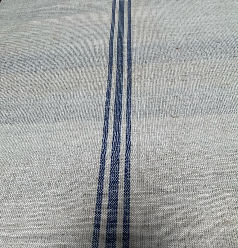 Vintage  Blue Stipe  Linen/Hemp Grain Sack Material  1940s  #4829   (Read Information About This Item)