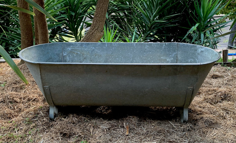 Vintage European Galvanised Bathtub #4832