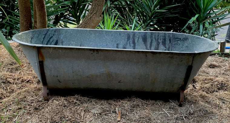 Vintage European Galvanised Bathtub #4833