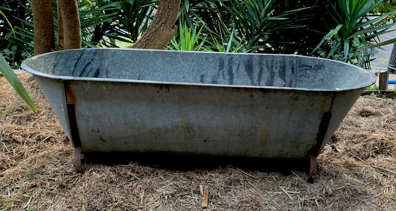 Vintage European Galvanised Bathtub #4833