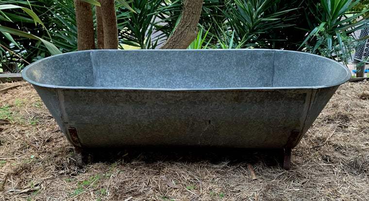 Vintage European Galvanised Bathtub #4836