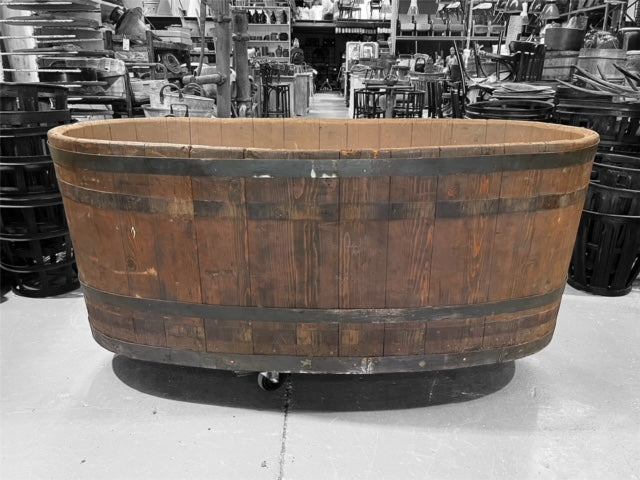 Vintage European Oak Oval Wine Barrel / Bath #6422