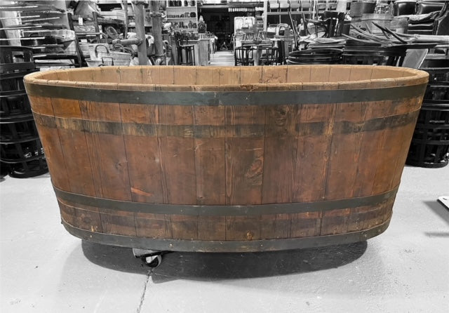 Vintage European Oak Oval Wine Barrel / Bath #6422