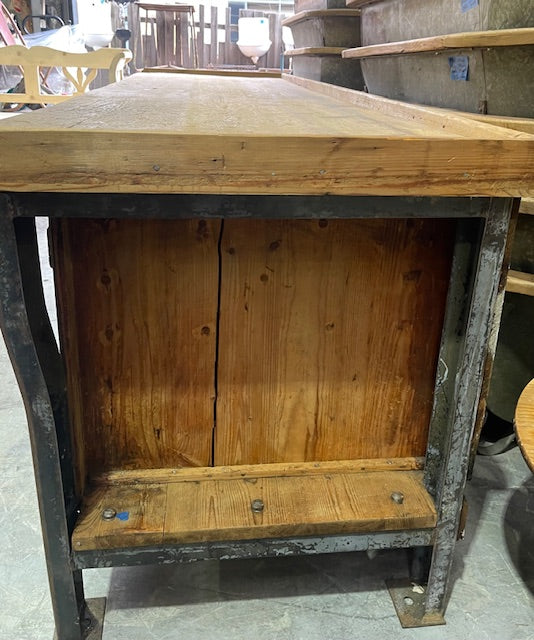 Vintage European Wood / Metal  Workbench #7241