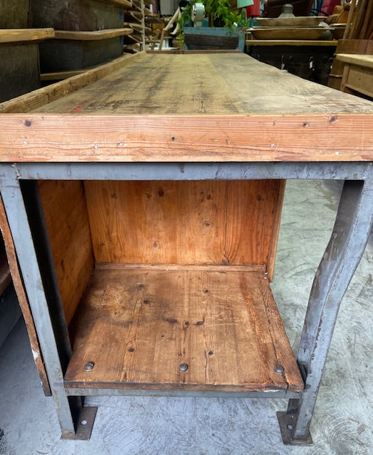 Vintage European Wood / Metal  Workbench #7241