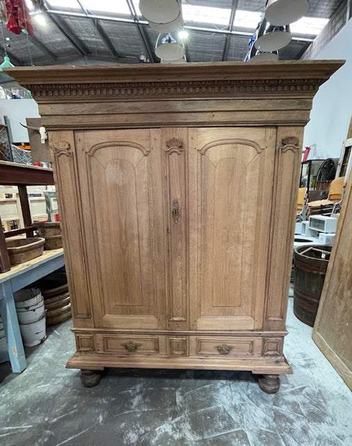 Vintage European  Oak  Linen Cabinet  #7248