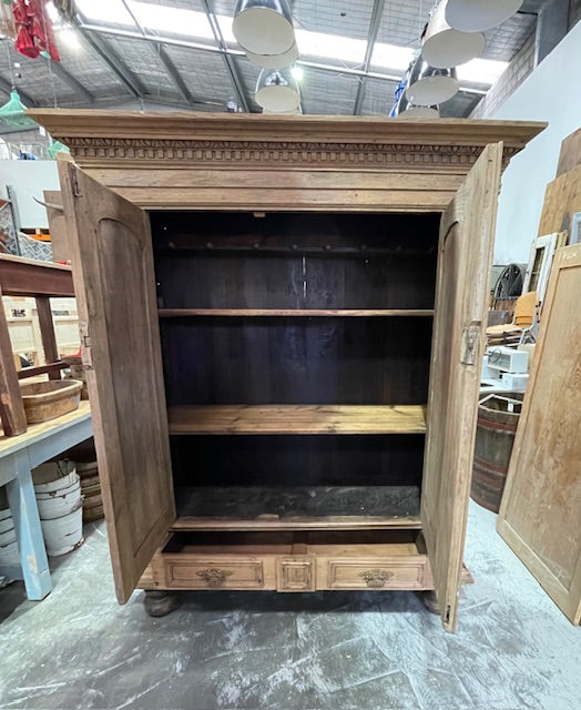 Vintage European  Oak  Linen Cabinet  #7248