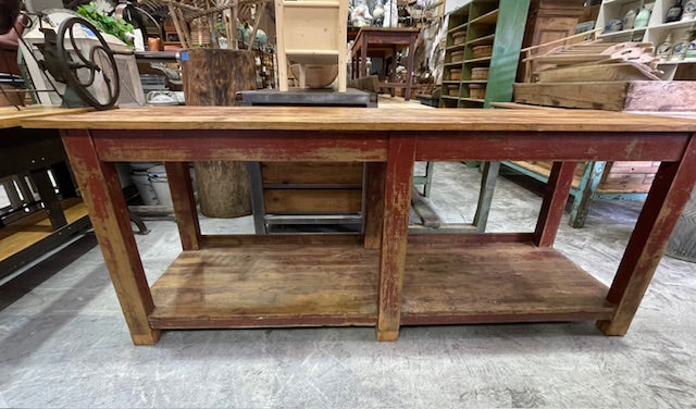 Vintage European Kitchen Island Table / Workbench Table  #7255