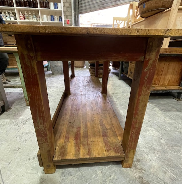 Vintage European Kitchen Island Table / Workbench Table  #7255