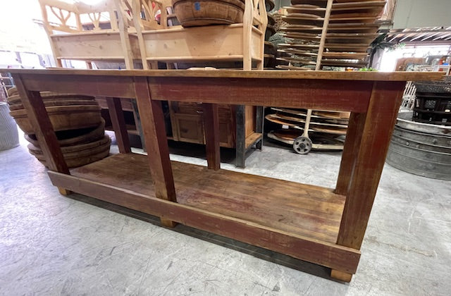 Vintage European Kitchen Island Table / Workbench Table  #7255