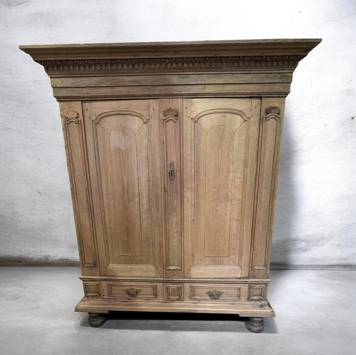 Vintage European  Oak  Linen Cabinet  #7248