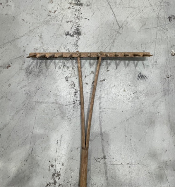 Vintage  European Wooden Garden Rake  # 7278
