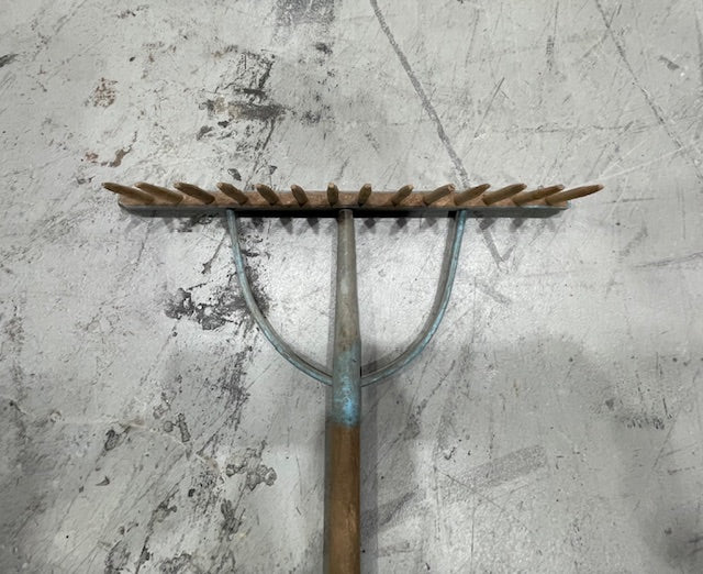 Vintage  European Wooden Garden Rake  # 7279