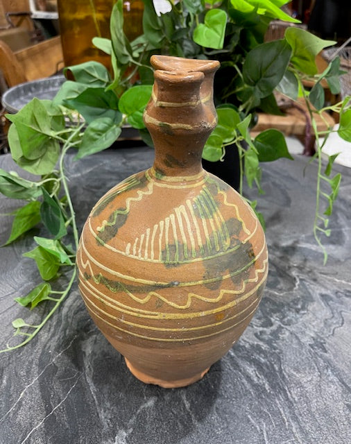 Vintage  Glazed  Hungarian  Terracotta Jug  #7281