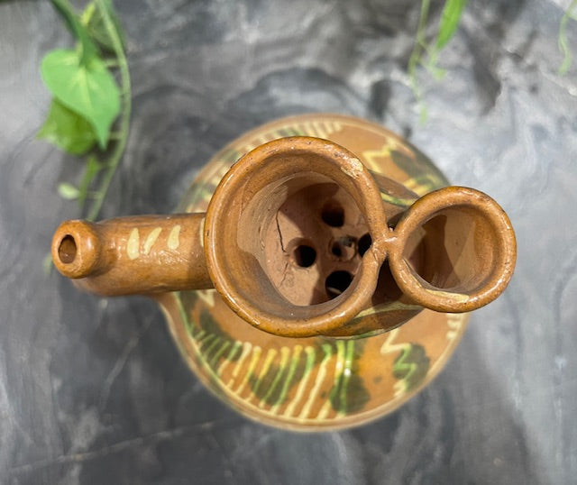 Vintage  Glazed  Hungarian  Terracotta Jug  #7281