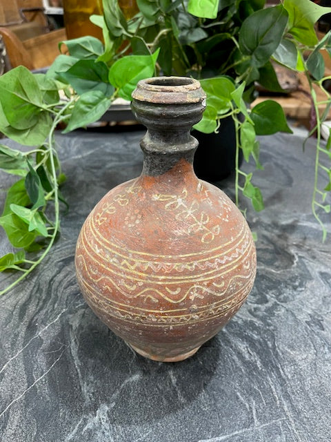 Vintage  Glazed  Hungarian  Terracotta Jug  #7283
