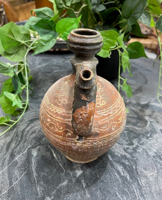 Vintage  Glazed  Hungarian  Terracotta Jug  #7283