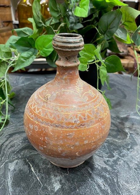 Vintage  Glazed  Hungarian  Terracotta Jug  #7284