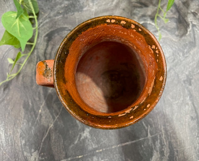 Vintage  Glazed  Hungarian  Terracotta Jug  #7285