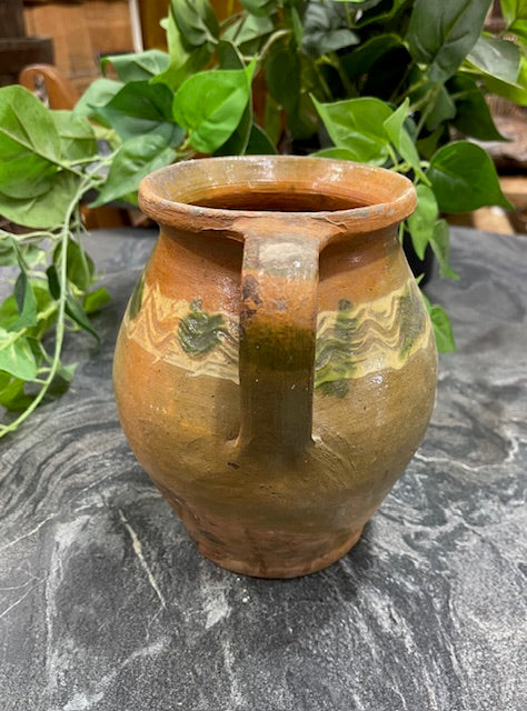 Vintage  Glazed  Hungarian  Terracotta Jug  #7287