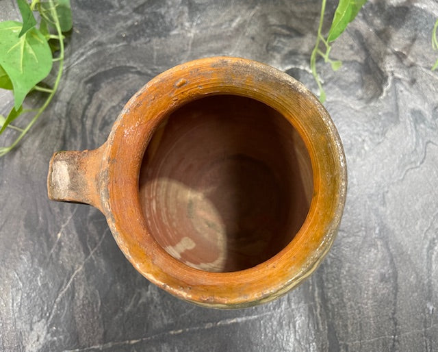 Vintage  Glazed  Hungarian  Terracotta Jug  #7287