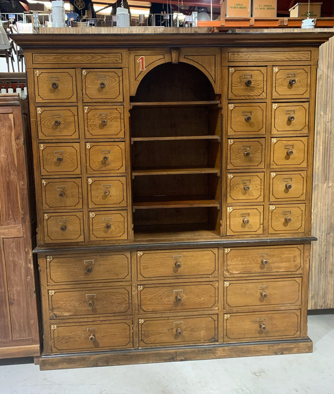 European Wooden  Display/Cabinet Bank of Draws #4860